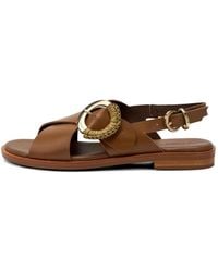 Frau - Round-Buckle Leather Sandals - Lyst