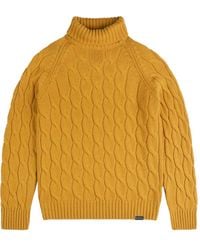 Fay - Cable Knit Roll-Neck Sweater - Lyst