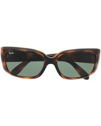 Ray-Ban - Rectangle-Frame Tortoiseshell Sunglasses - Lyst