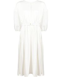 Moncler - Belted Cotton Midi Dress - Lyst
