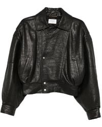 Saint Laurent - Grained Leather Bomber Jacket - Lyst