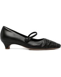 LORENA PAGGI - Ruched Strap Leather Pumps - Lyst