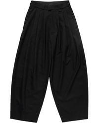 NULLUS Belted Large Pleated Trousers in Black for Men | Lyst