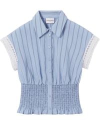 Claudie Pierlot - Stripe-Pattern Smocked-Waist Shirt - Lyst