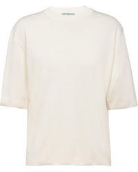 Prada - T-Shirt mit Logo-Applikation - Lyst
