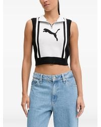 PUMA - Canotta Con Logo E Zip Corta - Lyst