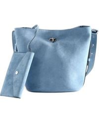 Tory Burch - Medium Lock Suede Slim Bucket Bag - Lyst