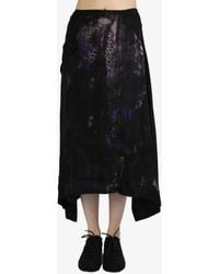 Y's Yohji Yamamoto - Flower-Pattern Cut Off-Pocket Midi Skirt - Lyst