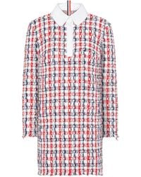 Thom Browne - Gingham Satin-Ribbon Tweed Shift Dress - Lyst