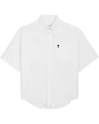Ami Paris - Ami De Coeur Embroidered Boxy Shirt - Lyst