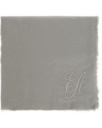 Emporio Armani - Sciarpa Con Frange E Logo - Lyst