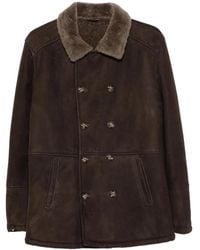 Barba Napoli - Double-Breasted Fur-Collar Jacket - Lyst