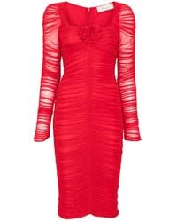 Blumarine - Jurk Met Ruches En Lange Mouwen - Lyst