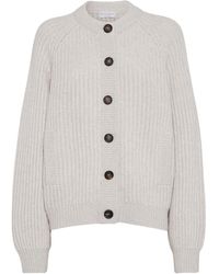 Brunello Cucinelli - Cardigan A Coste Con Bottoni - Lyst