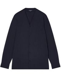 Emporio Armani - Icon Technical Seersucker V-Neck Shirt - Lyst