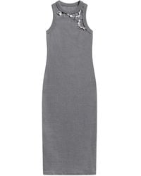 Area - Robe Mi-Longue À Ornements En Cristal - Lyst