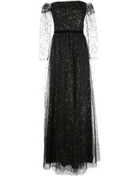 Marchesa notte Vestido de fiesta de tul con hombros descubiertos - Negro