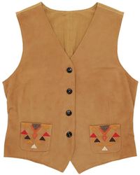 Fortela - Embroidered Pocket Chamois Leather Waistcoat - Lyst