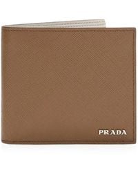 Prada - Logo-Plaque Leather Wallet - Lyst