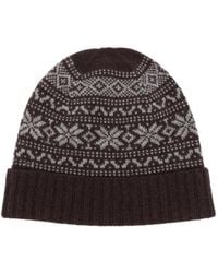 Eleventy - Fair-Isle Knitted Cashmere Beanie Hat - Lyst