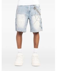 GUAPI - Spiderweb-Embellished Denim Shorts - Lyst
