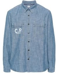 C.P. Company - Chambray-Hemd Mit Logo-Print - Lyst
