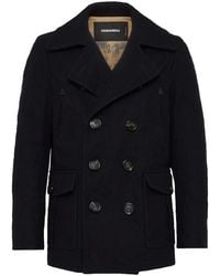 DSquared² - Dark Wool Coat - Lyst