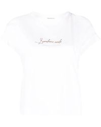 Brunello Cucinelli - Slogan-Print Cotton T-Shirt - Lyst