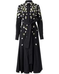 Carolina Herrera - Vestido midi con bordado floral - Lyst