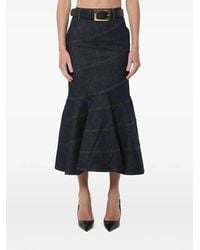 Self-Portrait - Belted Mermaid-Style Midi Skirt - Lyst