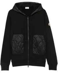 Moncler - Diamond Quilted Cotton Blend Zip-Up Hoodie - Lyst
