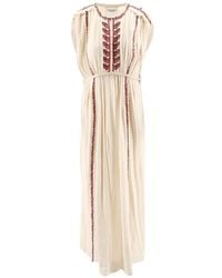 Isabel Marant - Embroidered Tie Waist Dress - Lyst