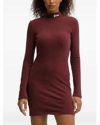 Guess - Logo-Embroidered High-Neck Mini Dress - Lyst