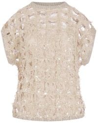 Brunello Cucinelli - Sequin-Embellished Fringed Top - Lyst