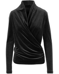 F.it - Wrap-Style Long-Sleeved Draped Blouse - Lyst