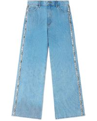 Sandro - Jeans Met Wijde Pijpen En Stras - Lyst