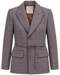 ANNAMARIAPALETTI - Houndstooth-Pattern Belted Jacket - Lyst