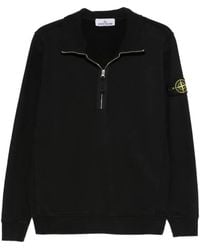 Stone Island - Sweater Met Patch En Halve Rits - Lyst