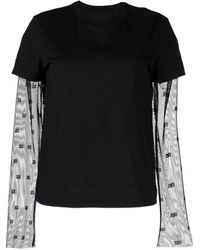 Givenchy - 4g Sheer-sleeve Cotton T-shirt - Lyst