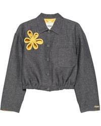 Fendi - Flower-Appliqué Cropped Jacket - Lyst