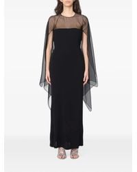 Alberta Ferretti - Sheer-Panelled Cape-Style Maxi Dress - Lyst