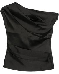 Self-Portrait - Asymmetric-Neck Draped Top - Lyst