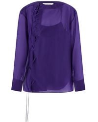 Ferragamo - Haut Lacé À Empiècement Transparent - Lyst