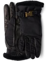Prada - Re-Nylon And Shearling Gloves - Lyst
