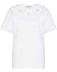 Valentino Garavani - T-Shirt mit Blumenapplikation - Lyst