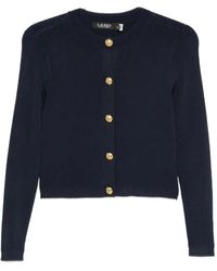 Ralph Lauren - Ribbed-Knit-Tone Buttoned Cardigan - Lyst