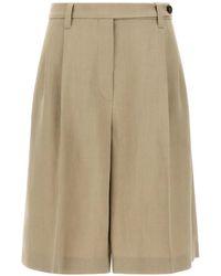Brunello Cucinelli - Viscose And Linen Fluid Twill Sartorial Bermuda Shorts With Monili - Lyst