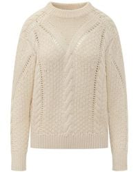 Isabel Marant - Cable-Knit Pointelle-Trim Sweater - Lyst