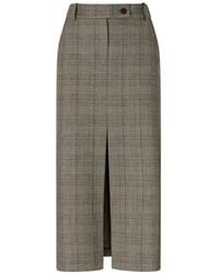 Pinko - Prince Of Wales Check Front-Slit Midi Skirt - Lyst