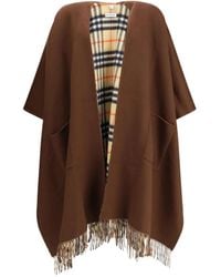 Burberry - Geruite Wol Kasjmier Omkeerbare Cape - Lyst